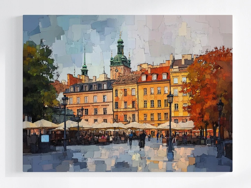 Poszter Város Varsó Óváros Tér Bérházak 100x75