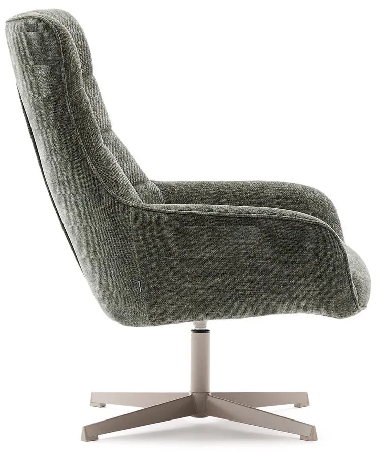 Szürkészöld forgó zsenília fotel Teryl – Kave Home