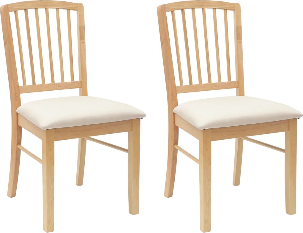 vidaXL Étkező Székek 2 pcs Természetes 50 x 52,5 x 91 cm Tömör Gumi Fa
