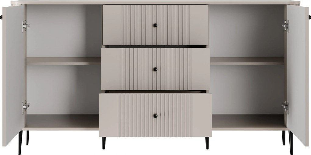 Vesper komód 160 cm fiókokkal lábakon - kasmír / fekete lábak