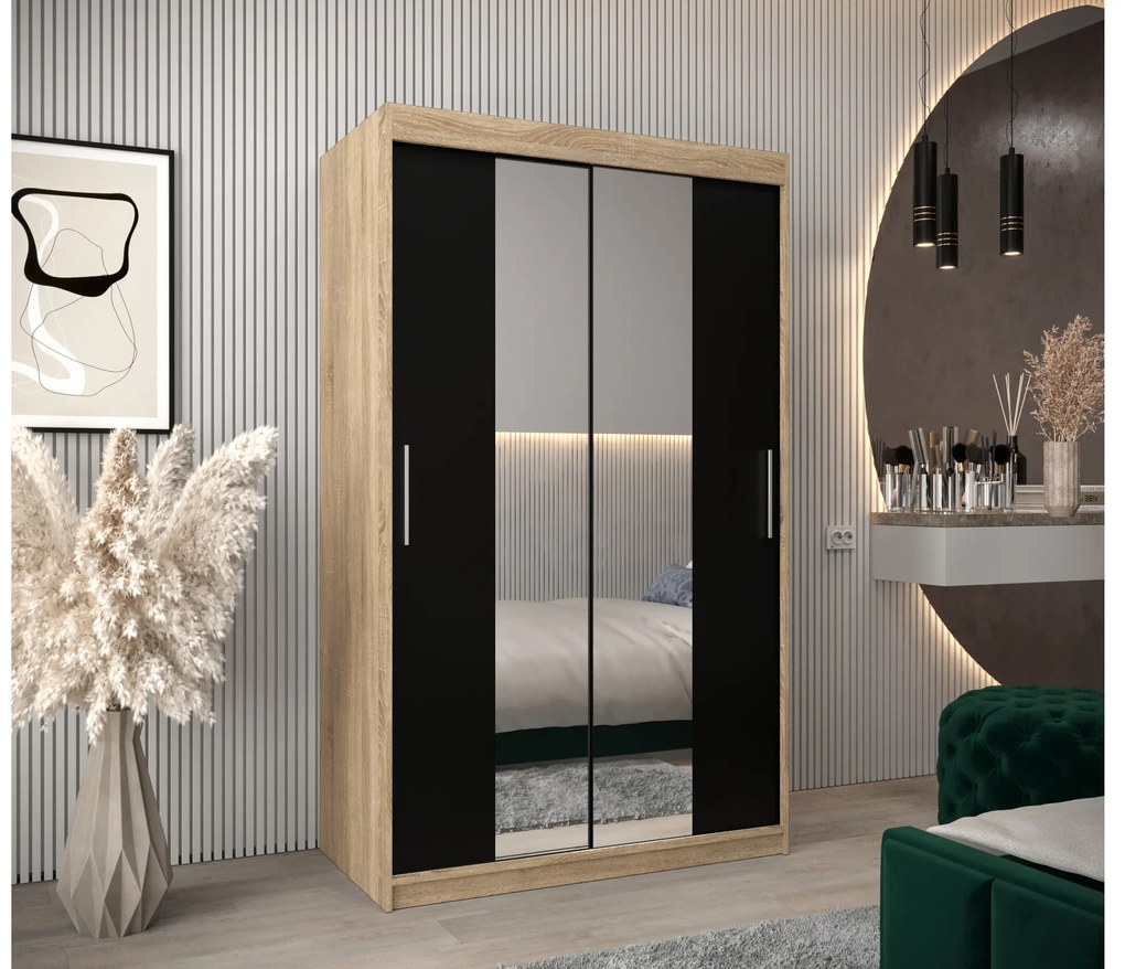 Ruhásszekrény 120 cm Toki 1 (szonoma tölgy + matt fekete). 1064899