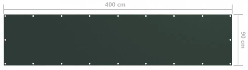 sötétzöld oxford-szövet erkélynapellenző 90 x 400 cm