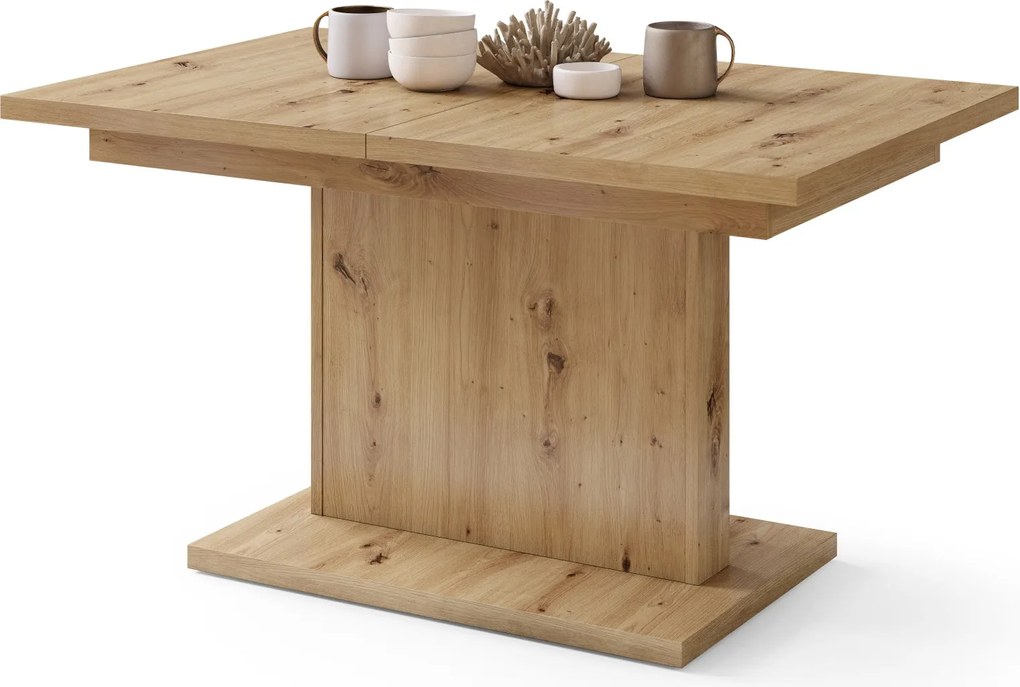 Mazzoni ASTON MINI Artisan Tölgy - MODERN NYITHATÓ EMELHETŐ DOHÁNYZÓASZTAL ÉTKEZŐASZTAL ÁTALAKÍTHATÓ ASZTAL