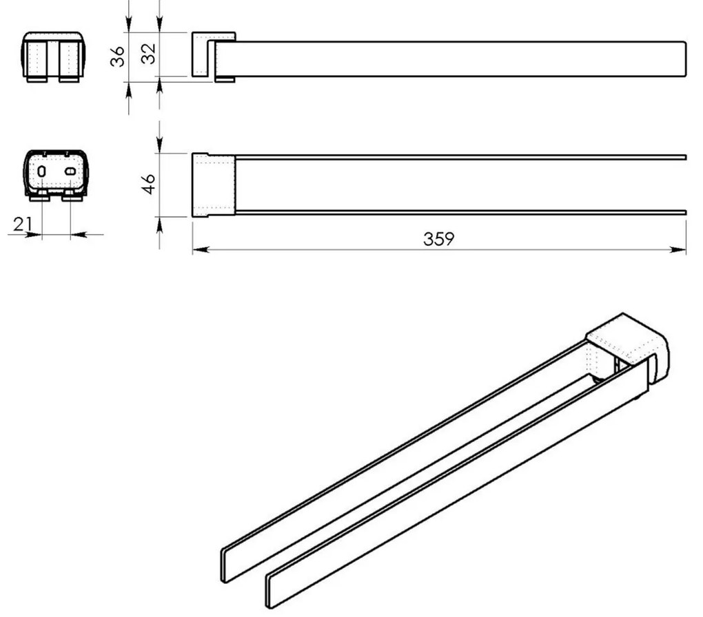 GEDY PI2302 Pirenei dupla forgó törölközőtartó, 35 cm, fehér matt