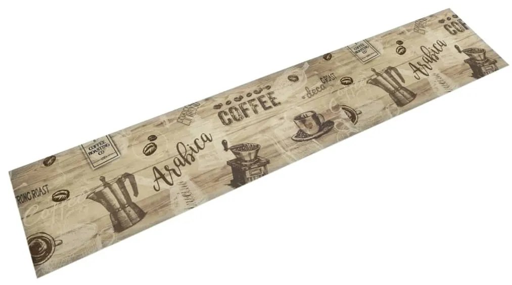 barna mosható coffee feliratos bársony konyhaszőnyeg 60x300 cm