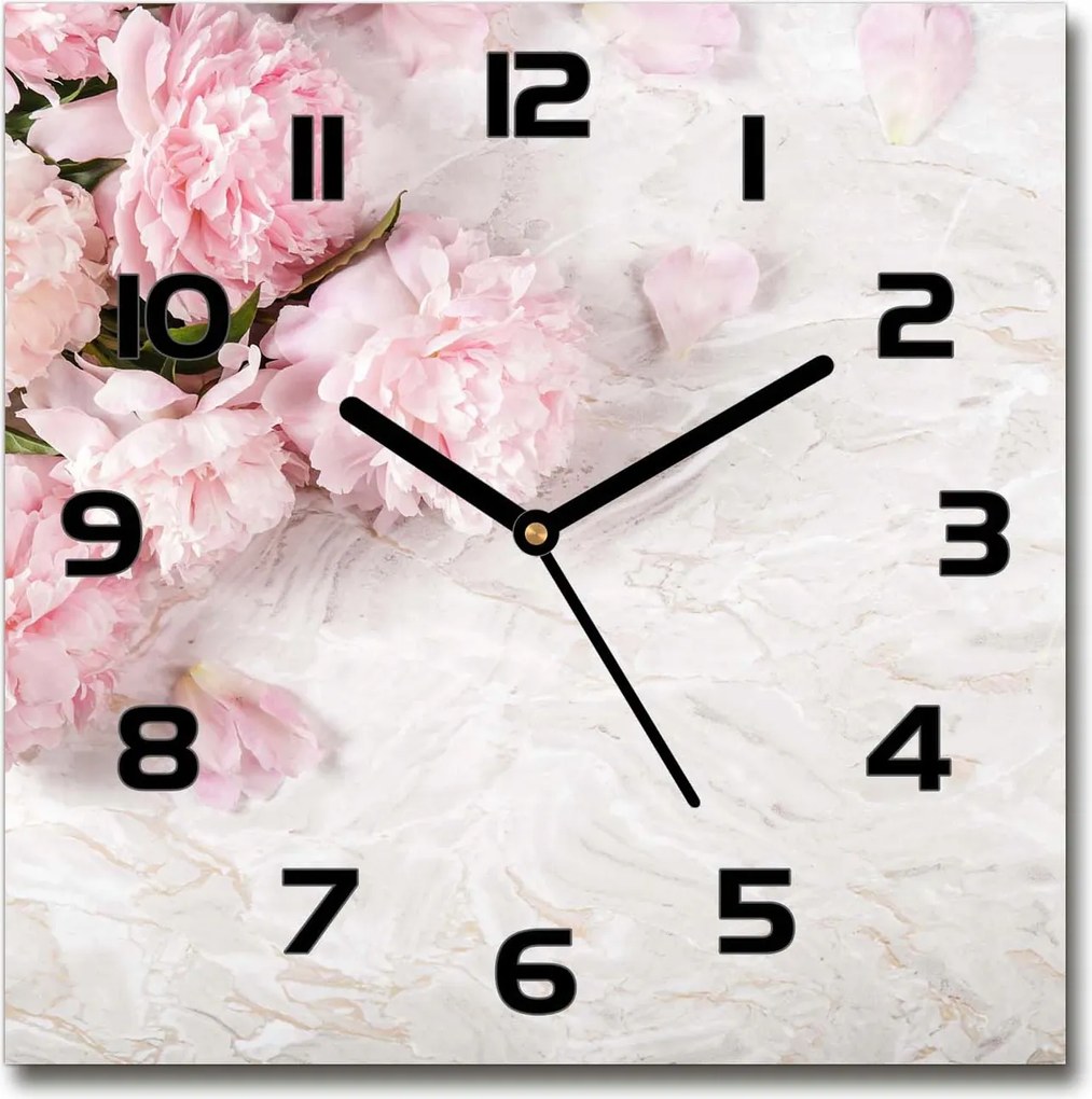 Üveg falióra szögletes bazsarózsa 30x30 cm