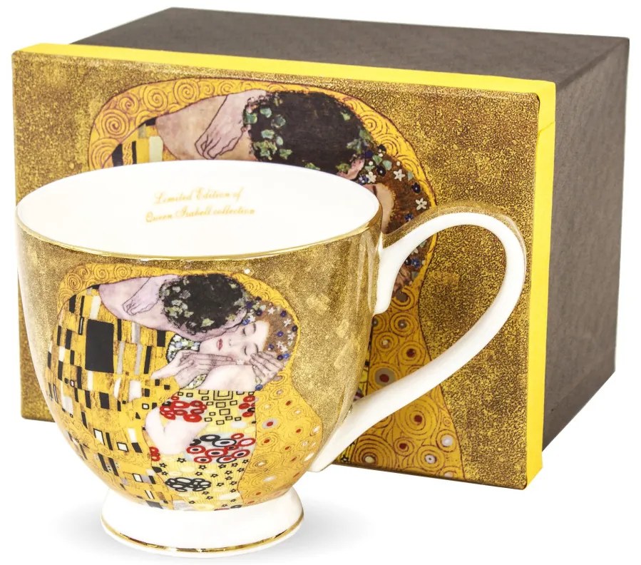 Porcelán 500ml óriásbögre díszdobozban Klimt: A csók 10x15x10,5cm