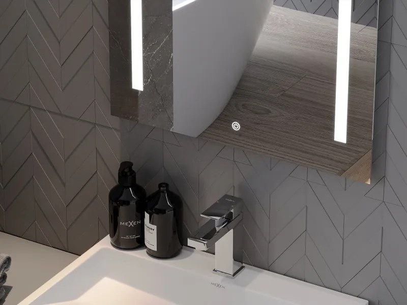 Mexen Remi, LED fürdoszobai tükör háttérvilágítással 50 x 70 cm, 6000K, páramentes, 9804-050-070-611-00