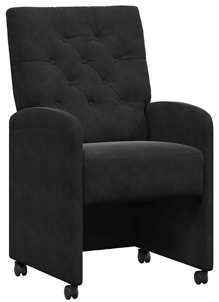 Kerekes Étkező Székek 2 pcs Fekete 58 x 67 x 97 cm Bársony