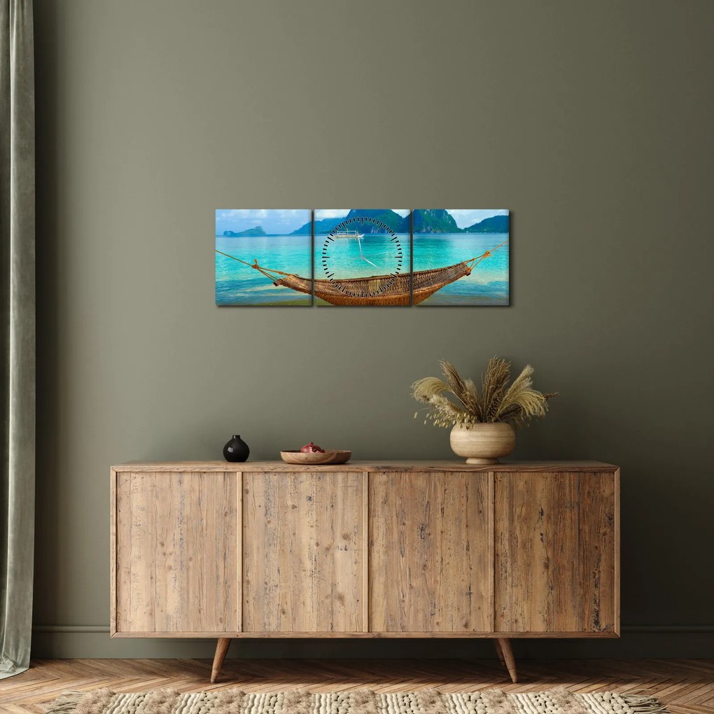 Kép egy függőágyról a tengerparton 3 (órával) (90x30 cm)