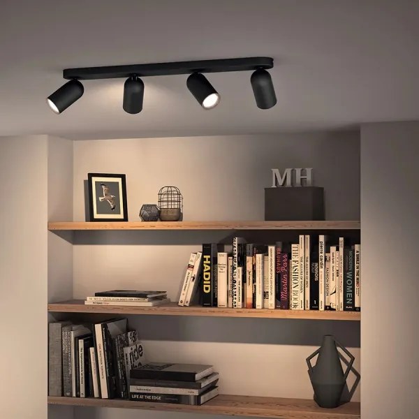 Philips - LED RGBW fényerőszabályozható spotlámpa 4xGU10/4,8W/230V3000K fekete + távirányító