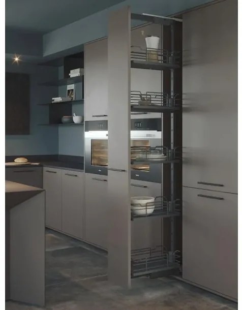 Konyhai fémrács, kamravasalat, 400mm, antracit, teljes kihúzású, csillapított záródás, 1215-1515mm, 4 kosár SIGE, Infinity Line 260