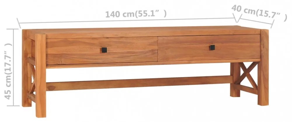 tíkfa TV-szekrény 140 x 40 x 45 cm