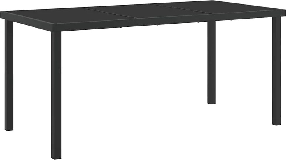 vidaXL Kerti Asztal Fekete 160 x 80 x 73 cm Fém