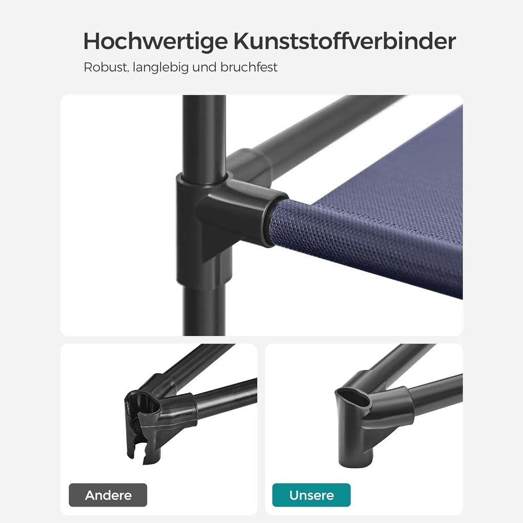 Szövet szekrény, összecsukható szekrény ruhatartóval, sötétkék