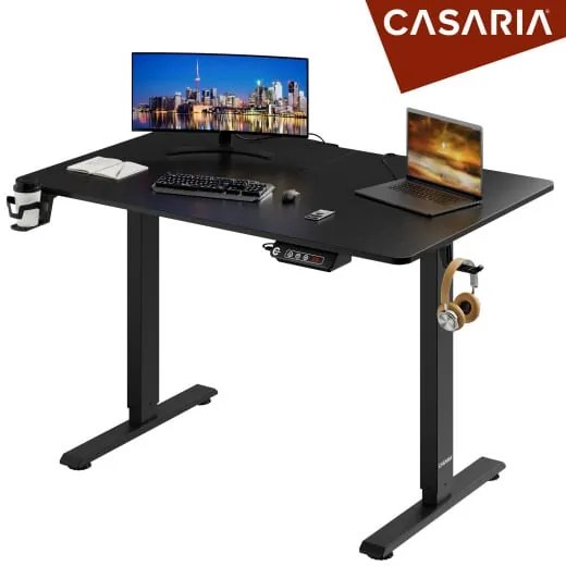 Casaria® Magasságban állítható irodai asztal 110x60x118 cm - fekete