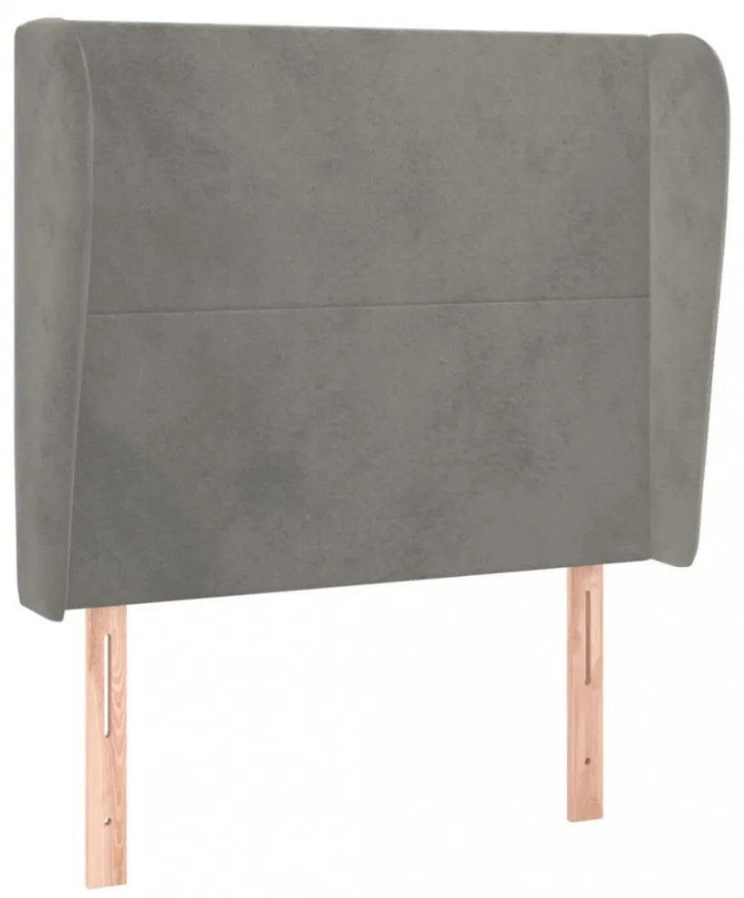 világosszürke bársony fejtámla szárnyakkal103 x 23 x 118/128 cm