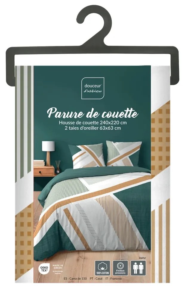 Fehér kétszemélyes-hosszabbított pamut ágyneműhuzat 240x220 cm Zephyr – douceur d'intérieur