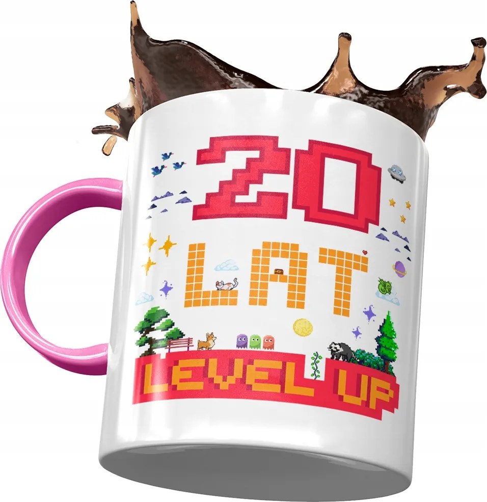 Rózsaszín Bögre Születésnapra 20 20. 20. Ajándék Nyomtatott Fotóval