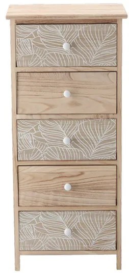Komód LUIZA 5 fiókkal - boho design, 40 x 29 x 90 cm, 40 x 29 x 90 cm