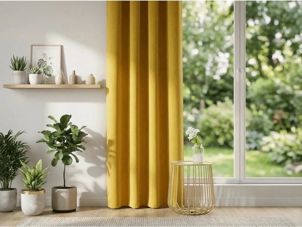 Sárga OXFORD függöny 140x250 cm Felfüggesztés: Hullámos sínszalag