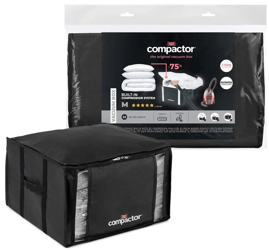 XXL Black Edition 3D Medium fekete ruhatároló doboz, 125 l - Compactor