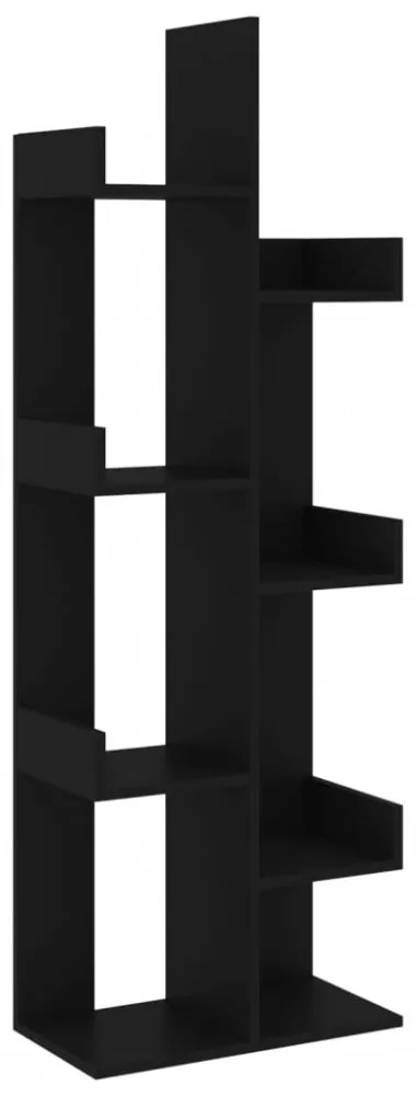 fekete szerelt fa könyvszekrény 48 x 25,5 x 140 cm