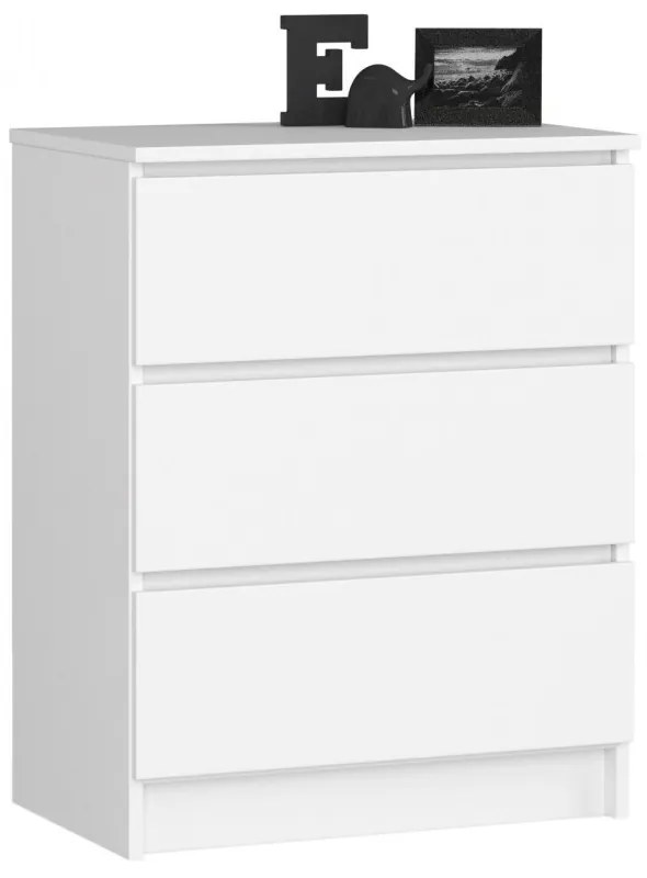 3 fiókos komód fehér 60*77*40 cm