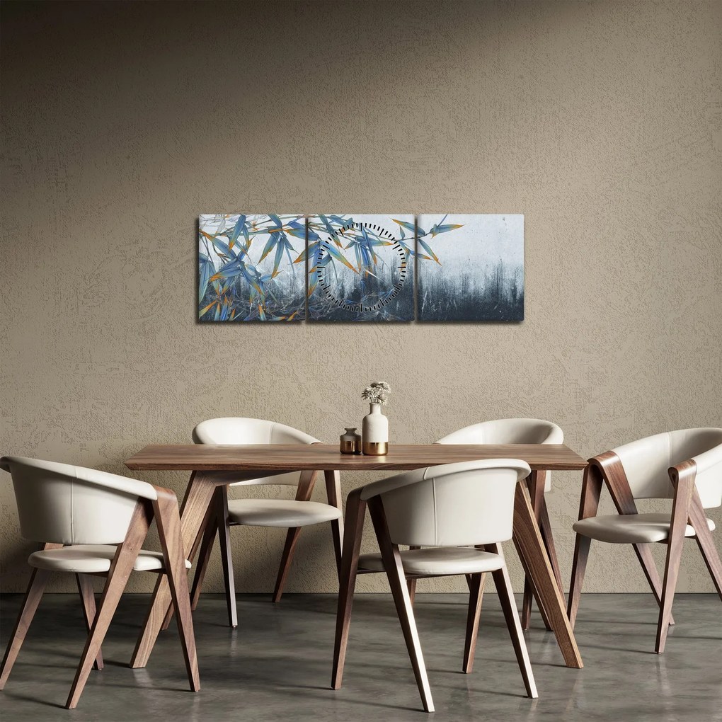 Kép - bambusz a falon (órával) (90x30 cm)