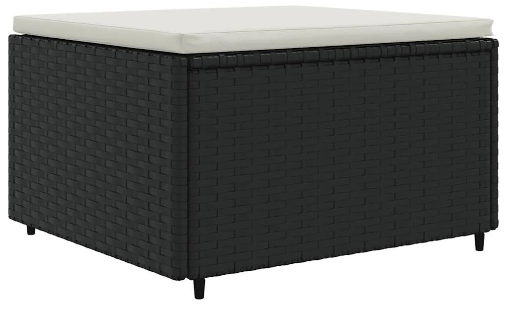 7 részes fekete polyrattan kerti ülőgarnitúra párnákkal