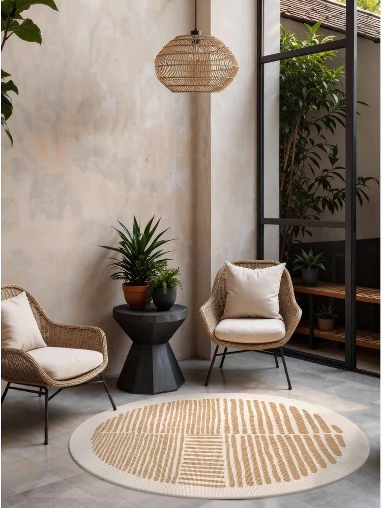 Krémszínű-natúr színű kerek kültéri-beltéri szőnyeg ø 200 cm Haringey Bounds – Ted Baker