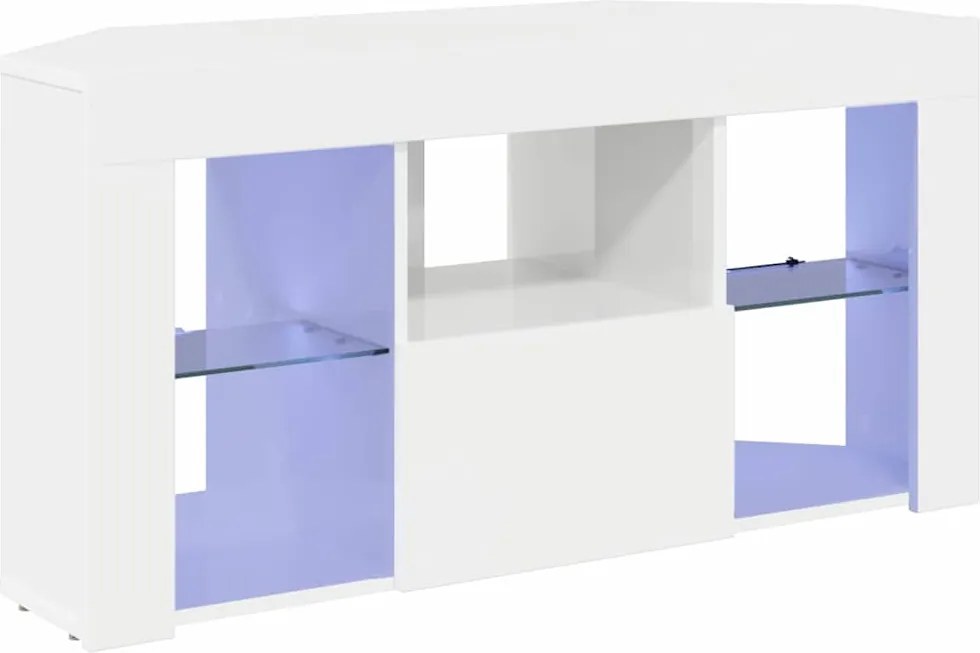 vidaXL Sarok LED TV szekrény Magas fényű Fehér 100 x 40 x 50 cm