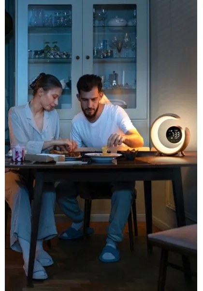 Immax 08985L-LED RGBW állítható asztali lámpa ébresztővel, LED/20W/5V USB, ezüst