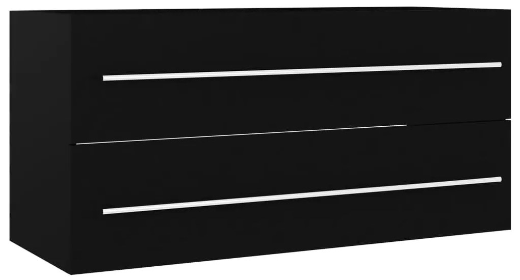 Fekete szerelt fa mosdószekrény 100 x 38,5 x 48 cm