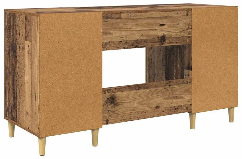 vidaXL Asztal polcokkal tárolóval Öreg fa 140 x 50 x 75 cm Faanyag