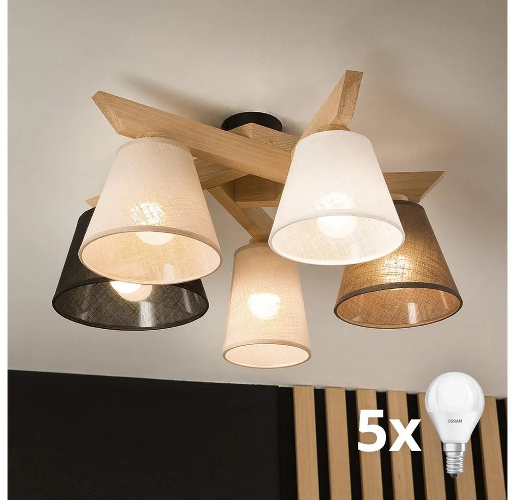 Brilagi - LED Felületre szerelhető csillár ANTHONY 5xE14/40W/230V tölgy