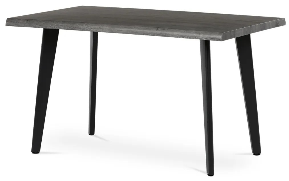 Masă de sufragerie, 130x80x75 cm, blat MDF, decor stejar gri, picioare metalice