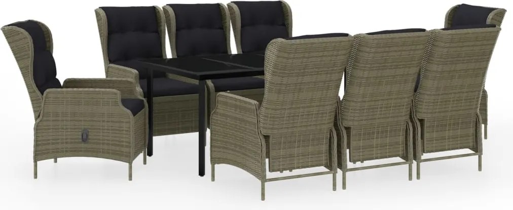 vidaXL 9 részes barna kerti étkezőgarnitúra