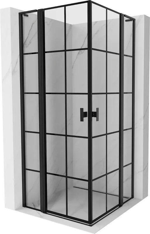 Mexen Mist L Duo nyíló zuhanykabin 120 x 120 cm, fekete rács, fekete - 8A4L-120L-120P-70-77