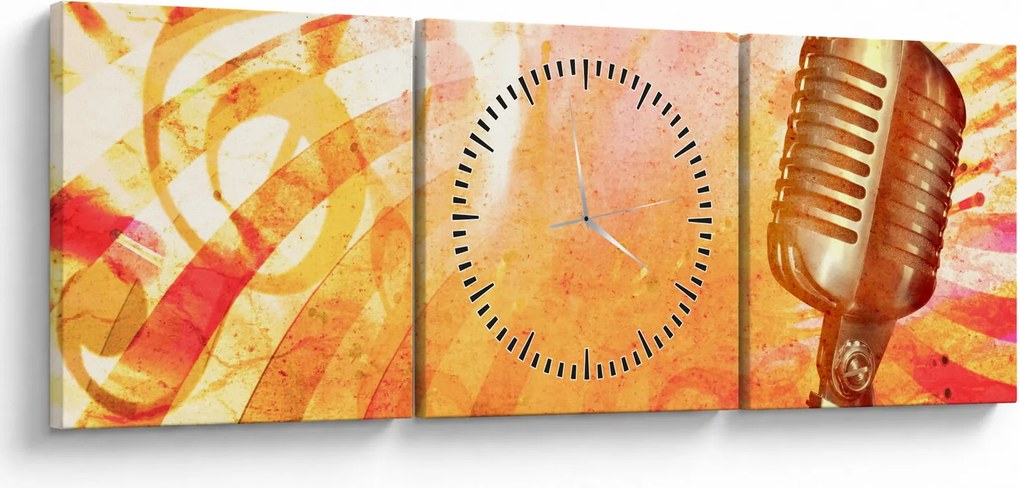 Kép - Retro mikrofon (órával) (90x30 cm)