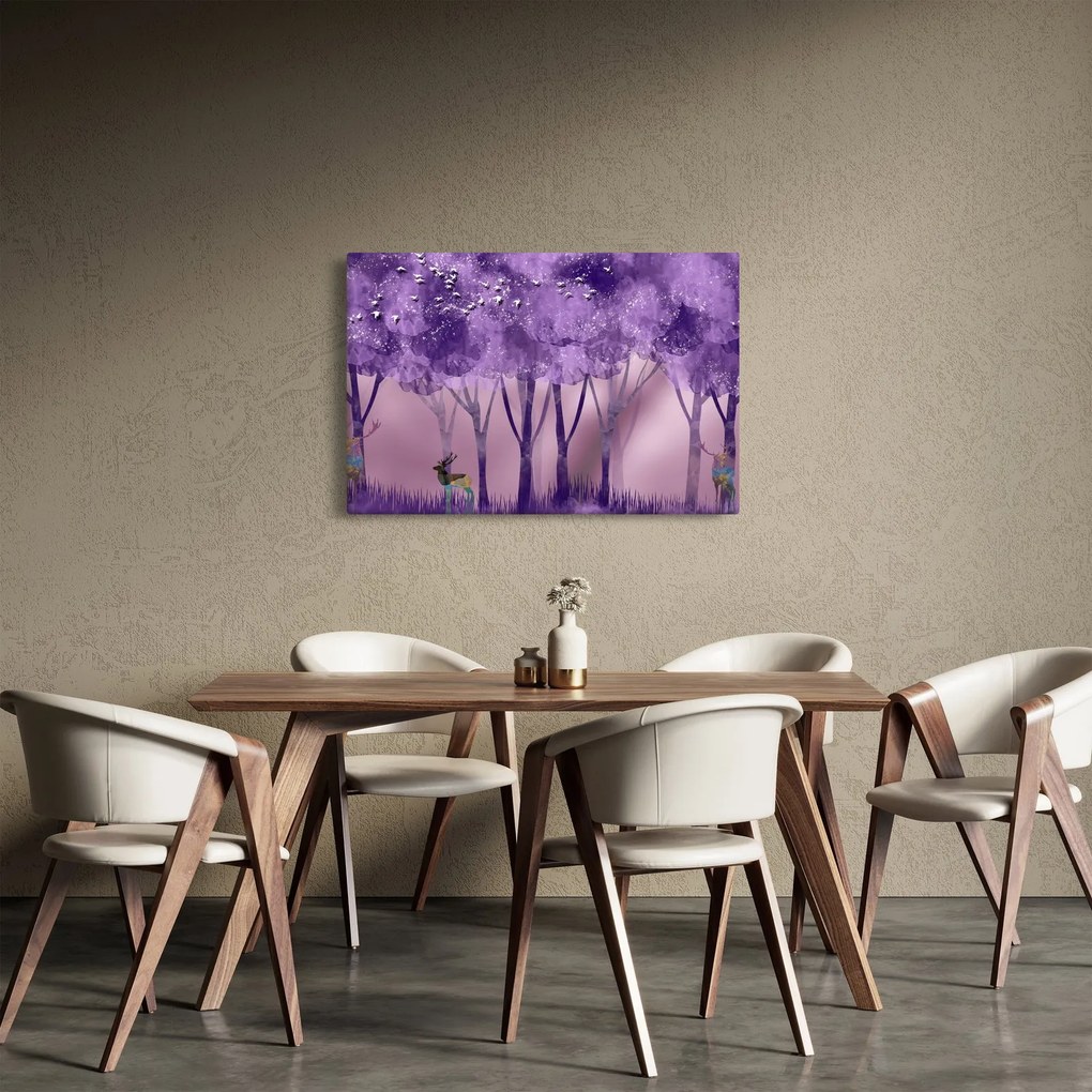 Kép - Szarvasok egy varázslatos erdőben (90x60 cm)