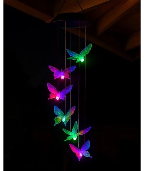 LED RGB napelemes lámpa 6xLED/1,2V 300 mAh IP44 pillangó