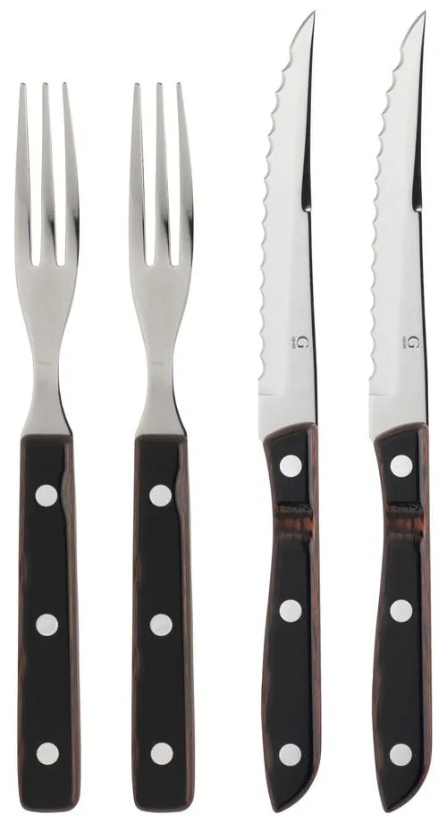 Fekete-ezüstszínű rozsdamentes acél evőeszköz készlet 4 db-os Old Farmer Classic – Gense