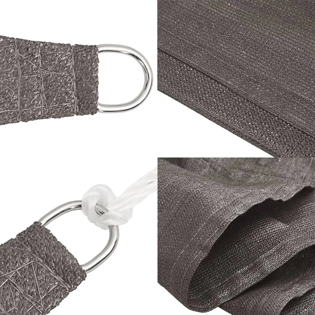 négyzet alakú HDPE napvitorla 2 x 2 m antracitszürke