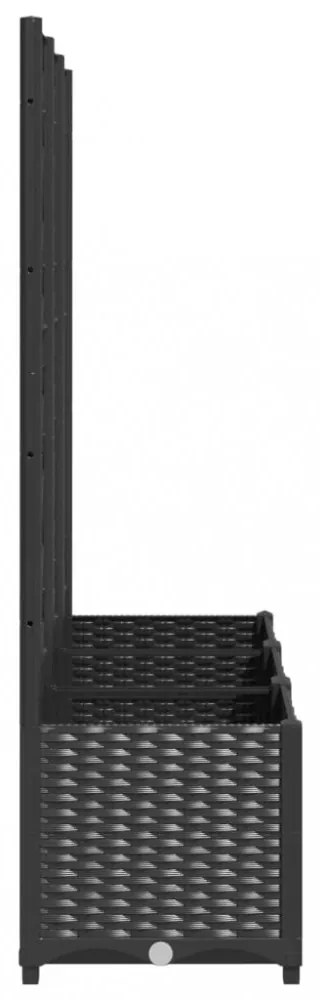 fekete kerti virágláda ráccsal 120 x 40 x 136 cm PP