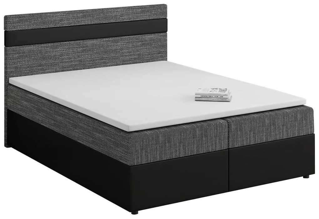 Franciaágy Boxspring 140x200 cm Mimosa (ágyráccsal és matraccal) (fekete + sötétszürke). 1007799