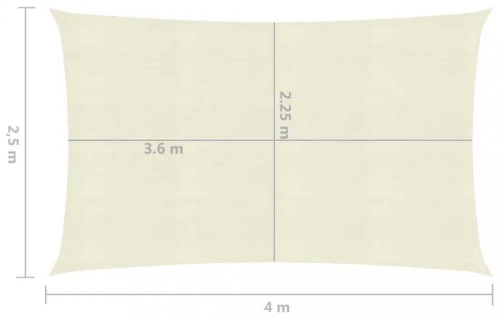 krémszínű HDPE napvitorla 160 g/m² 2,5 x 4 m