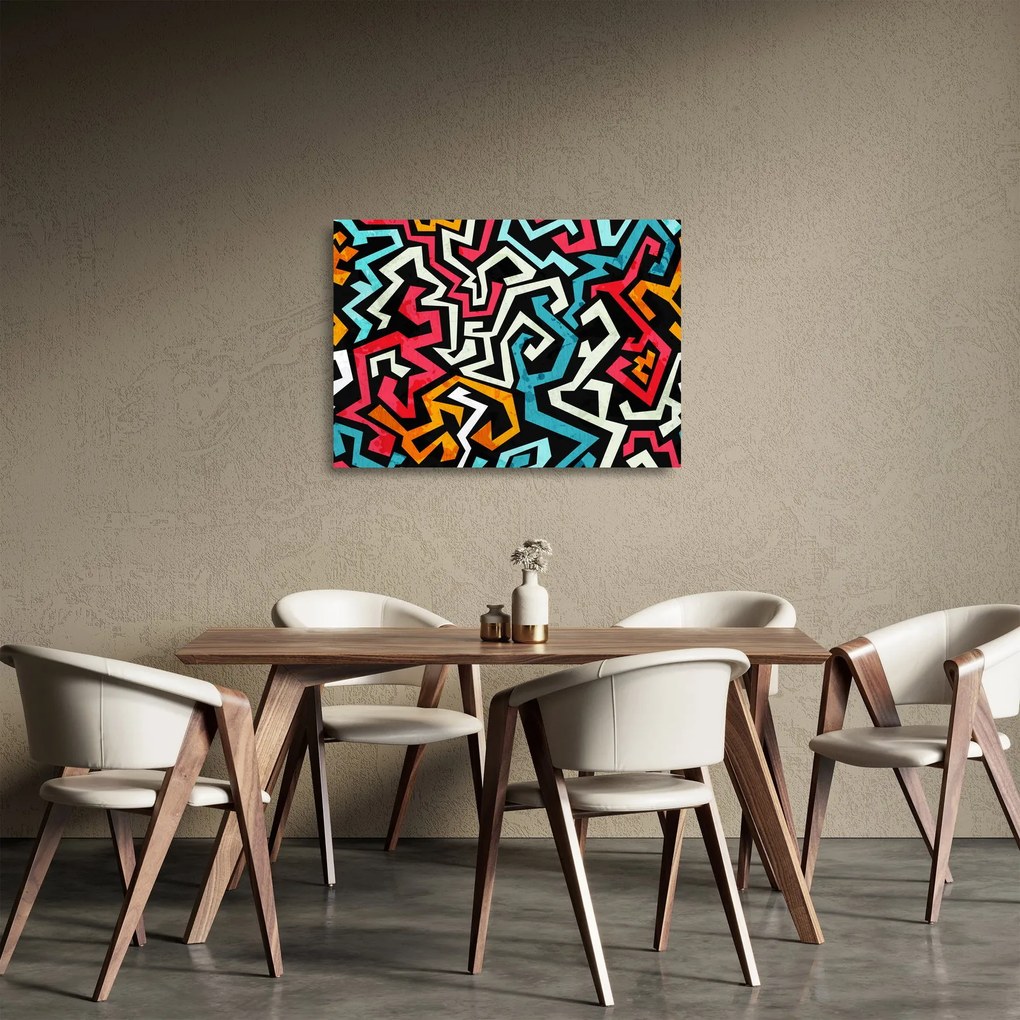 Grafikus absztrakciós kép (üvegen) (70x50 cm)