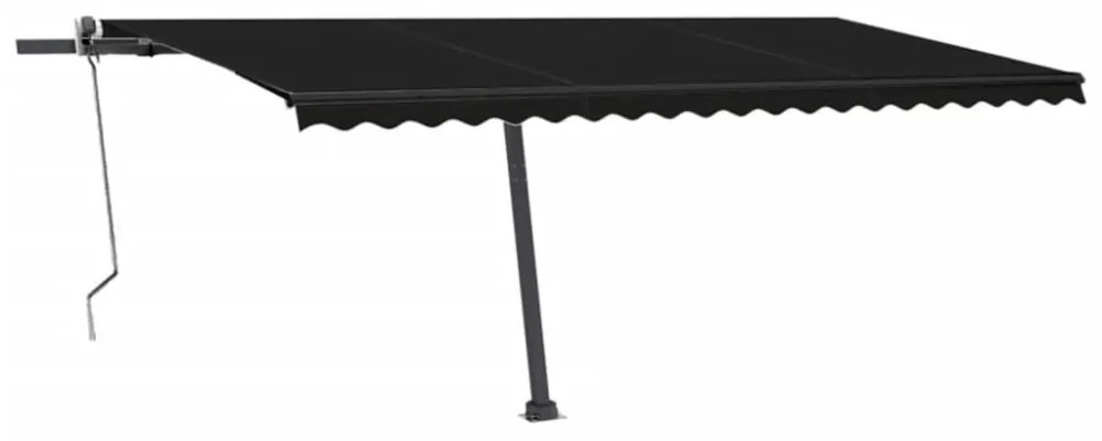 antracitszürke szélérzékelős és LED-es napellenző 500x300 cm