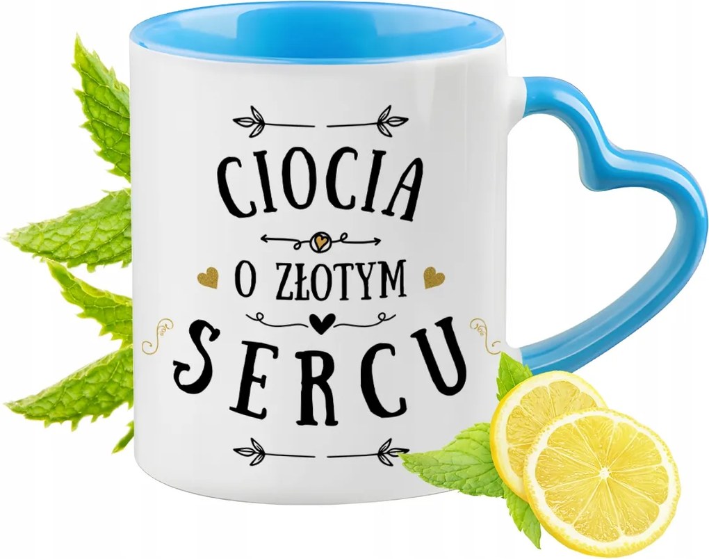 Nagynéninek Kék Bögre Szív Alakú Füllel Ajándék Nyomtatott